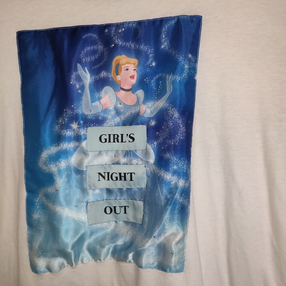 Disney Girls Night Out Womens Plus 3XL RUNS SMALL Cinderella Satin Logo Bling